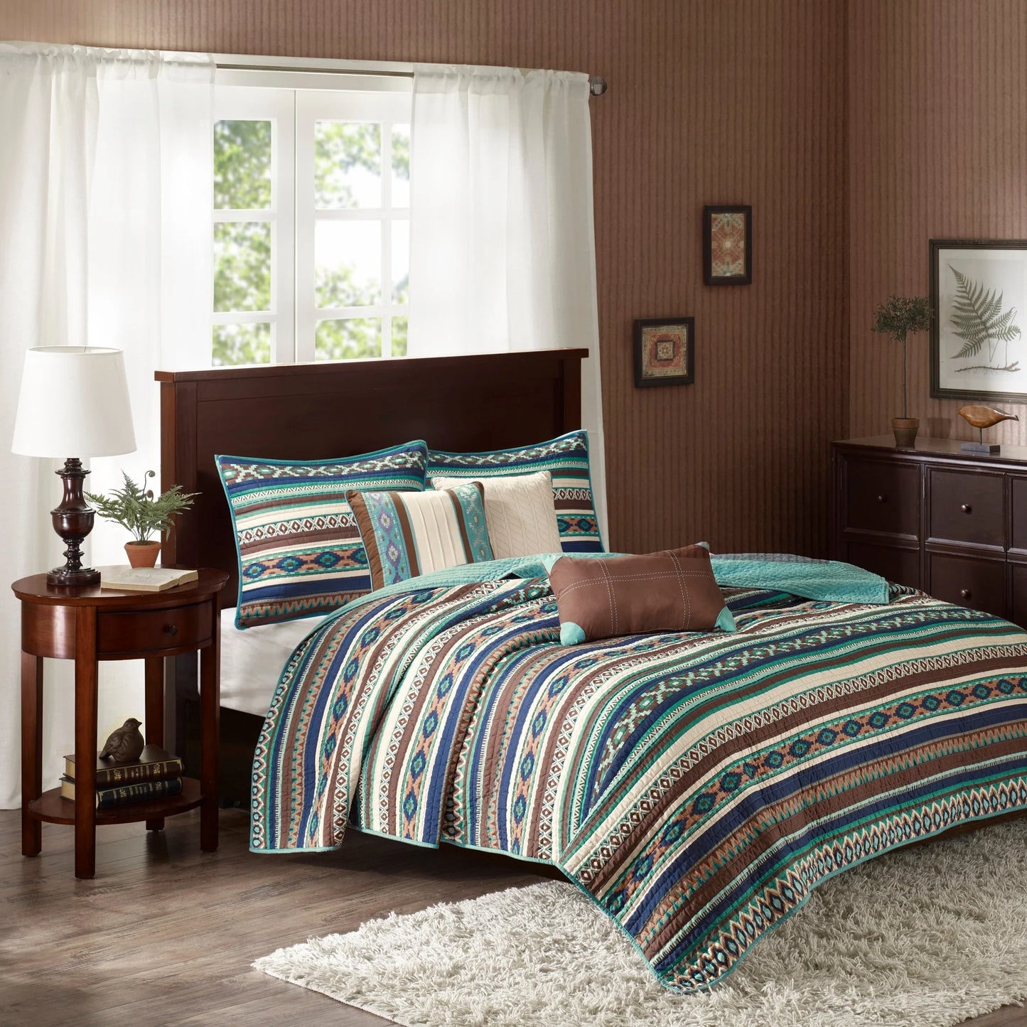 Copper Grove Geneva Reversible Blue 6-piece Quilt Set