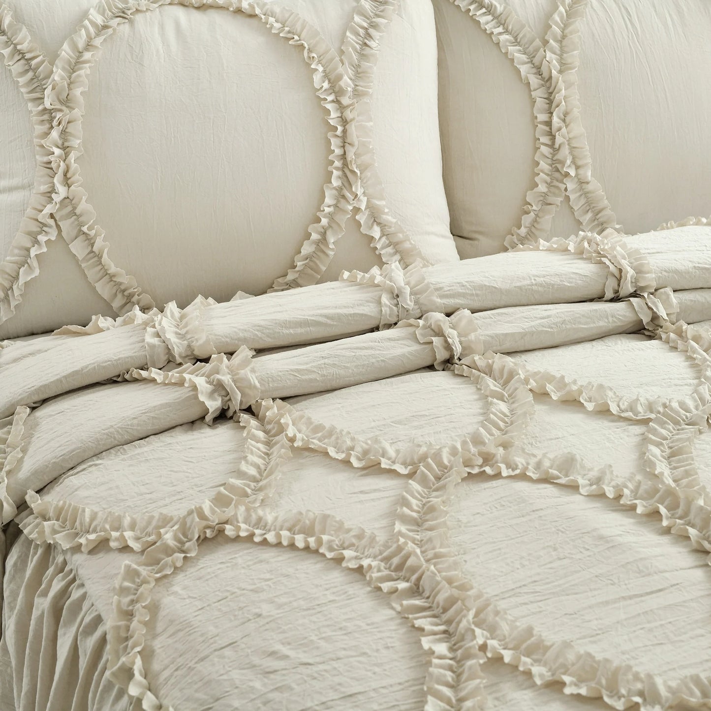 The Gray Barn Peony Grove Ruffled Embroidery 3-piece Bedspread Set