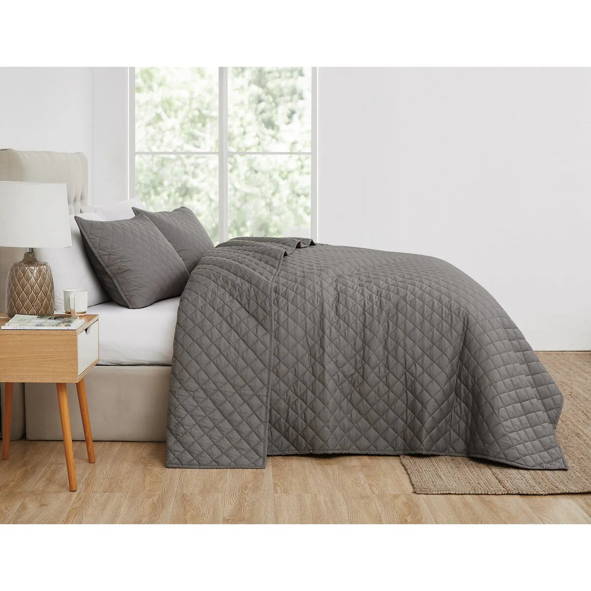 Cannon Solid Oversized Percale 3 Piece Quilt Set