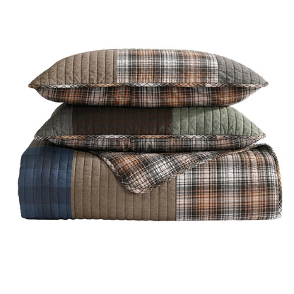 Eddie Bauer Classic Patchwork Cotton Reversible Green Quilt Set