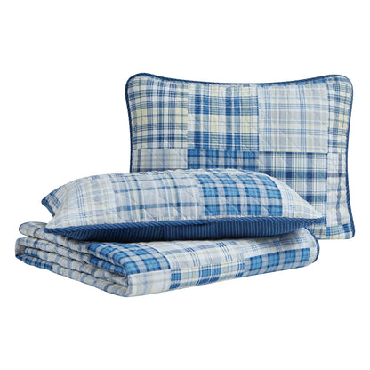 Nautica Raeford Cotton Reversible Blue Quilt Set