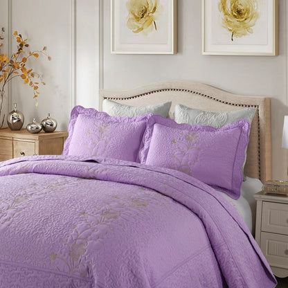 Embroidered Cotton Quilt Set