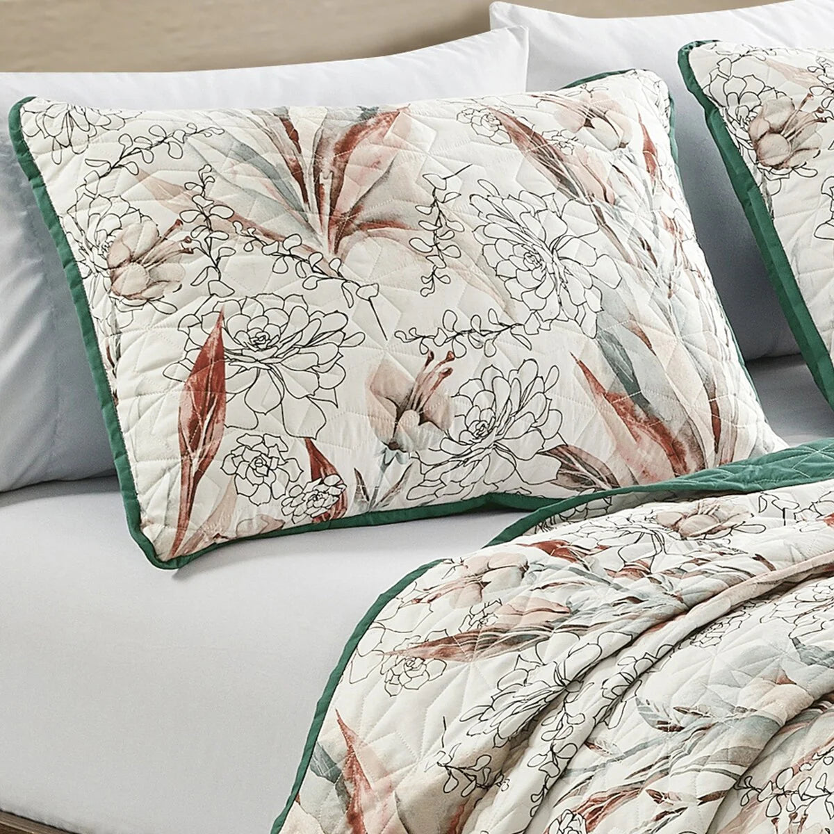 MarCielo 3 Piece Printed Quilt Set Lightweight Bedspread Set Sara