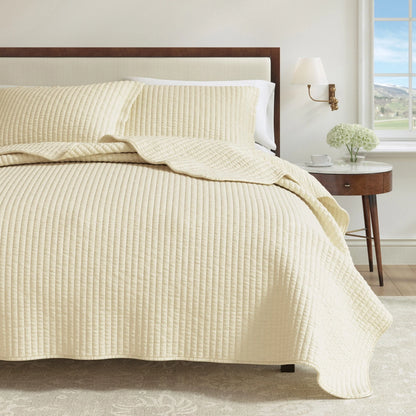 Linery & Co. Detailed Channel Stitch Microfiber Quilt Set With Shams.