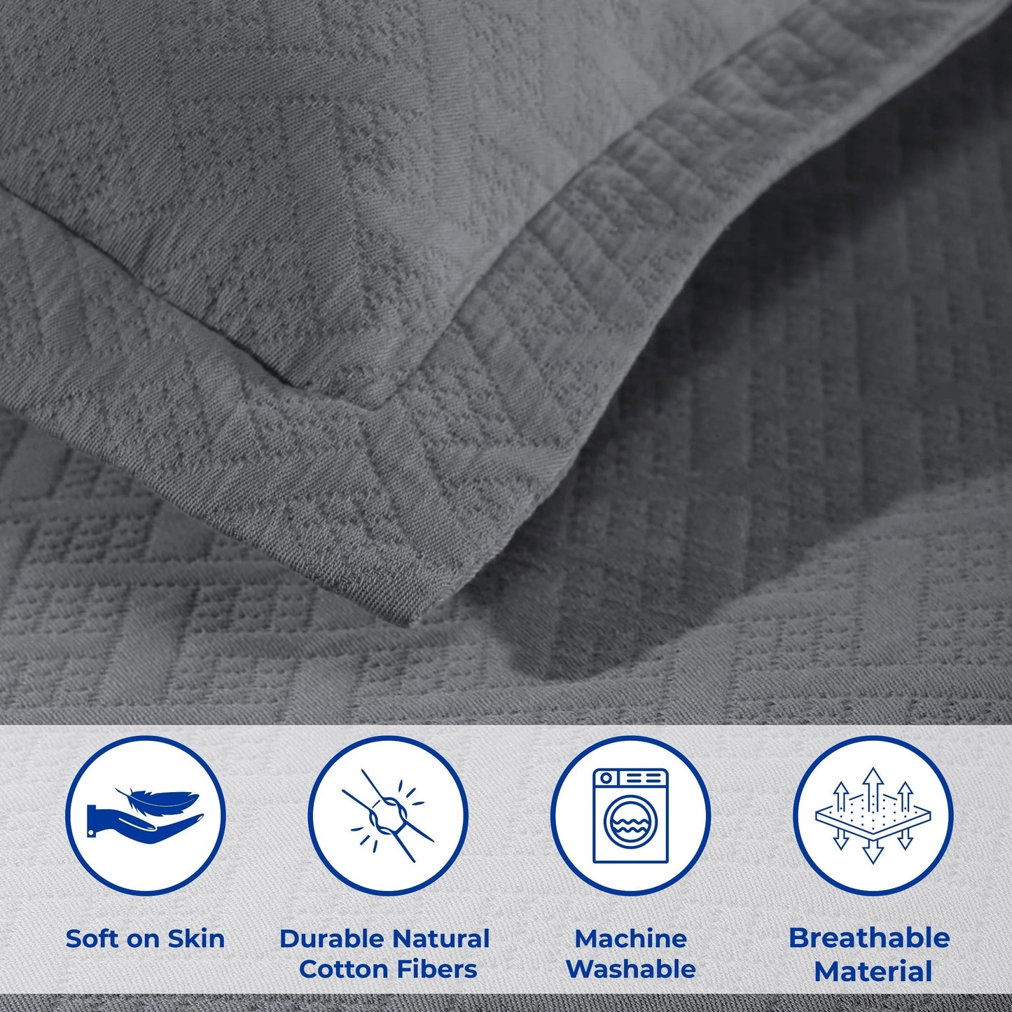 Superior Basketweave Cotton Decorative Bedspread Set