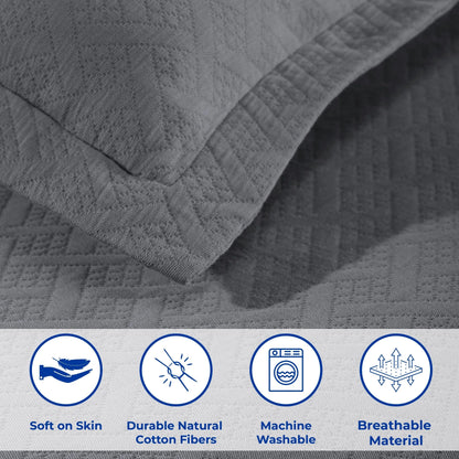 Superior Basketweave Cotton Decorative Bedspread Set