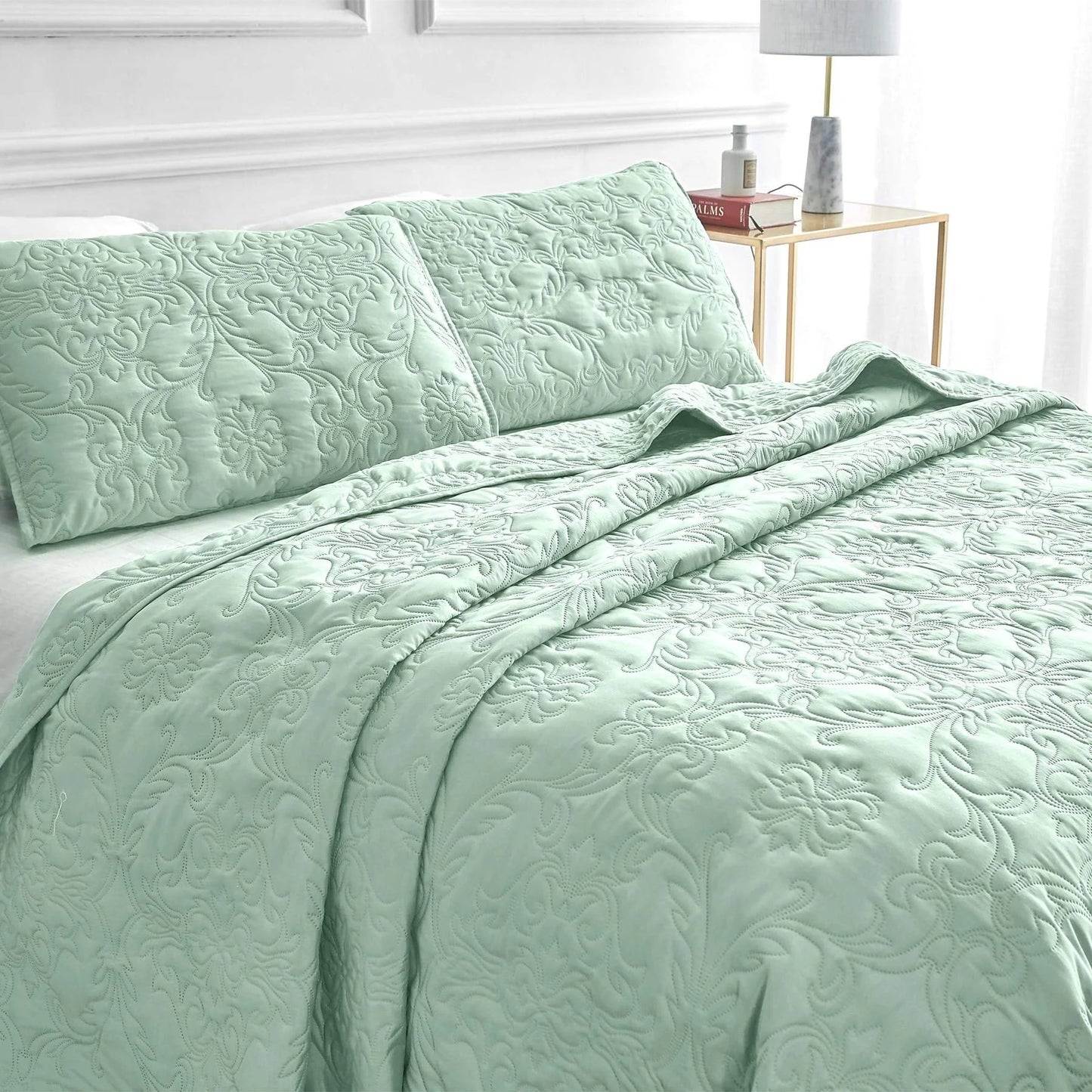 Sophia & William 2/3 Pieces Quilt Set, Reversible Microfiber Bedding Bedspread Coverlet Set