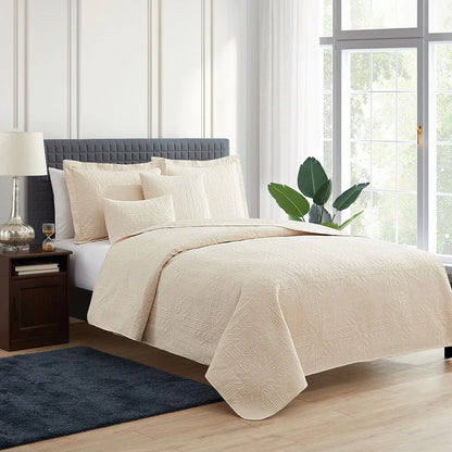 Clara Clark Bedspread Quilt Set - Grid Weave Pinsonic Lightweight Coverlet Set