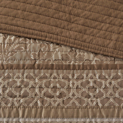 Madison Park Venetian 6 Piece Jacquard Quilt Set with Throw Pillows