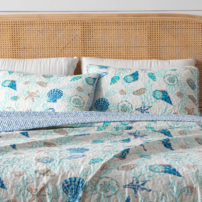 Linery & Co. Coastal Microfiber Quilt Set With Shams.