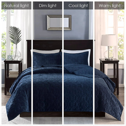 Madison Park Emery 3 Piece Velvet Quilt Set