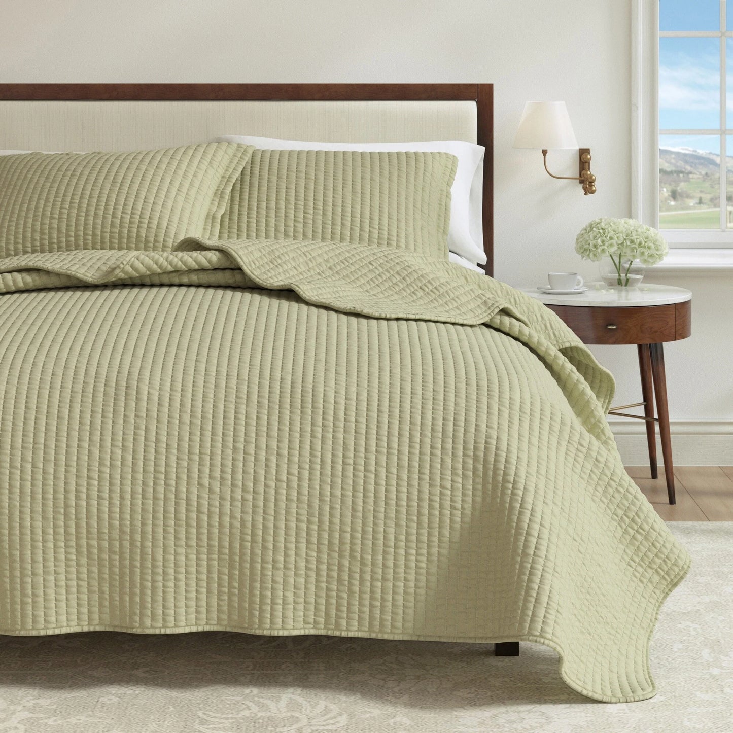 Linery & Co. Detailed Channel Stitch Microfiber Quilt Set With Shams.