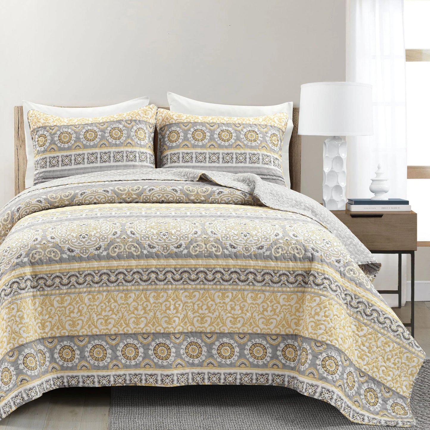 The Curated Nomad La Boheme Boho Stripe 3-piece Quilt Set