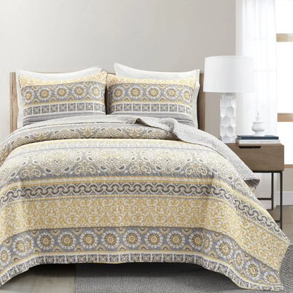 The Curated Nomad La Boheme Boho Stripe 3-piece Quilt Set