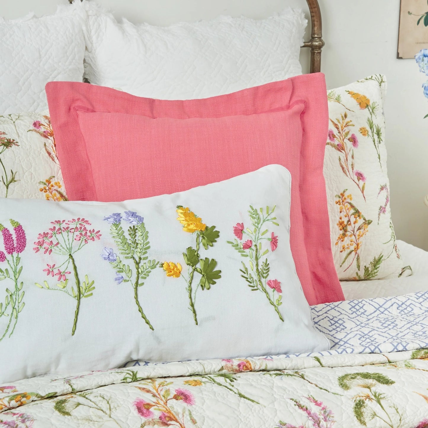 Genevieve Floral Botanical Twin Quilt Set