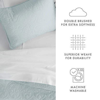 Soft Essentials Premium Ultra Soft Damask Pattern Quilted Coverlet Set