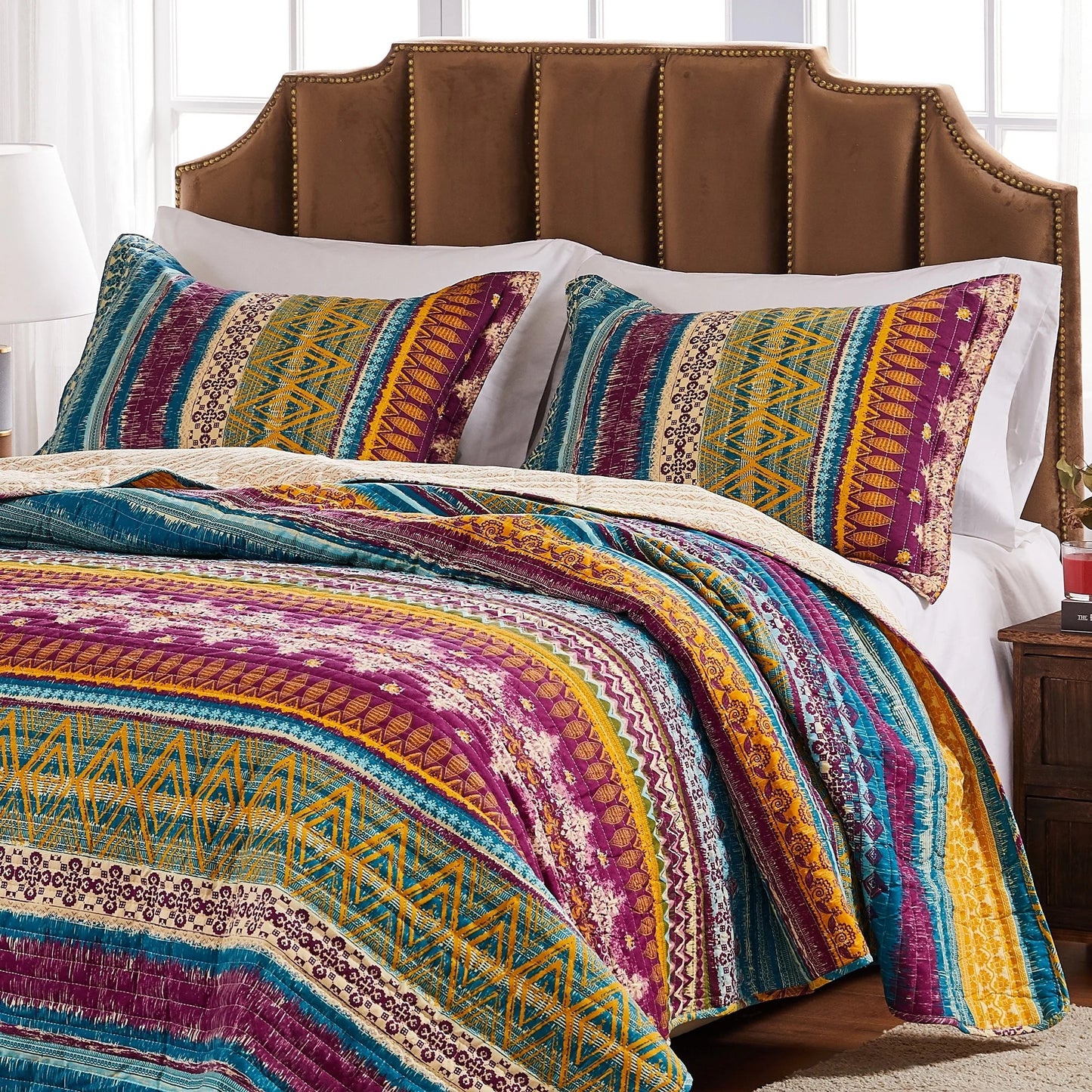 Greenland Home Fashions Southwest 100% Cotton Native Motif Reversible Quilt Set