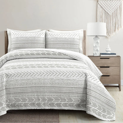 Lush Decor Hygge Geometric Pattern 3-piece Quilt Set