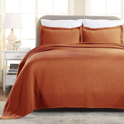 Superior Basketweave Cotton Decorative Bedspread Set