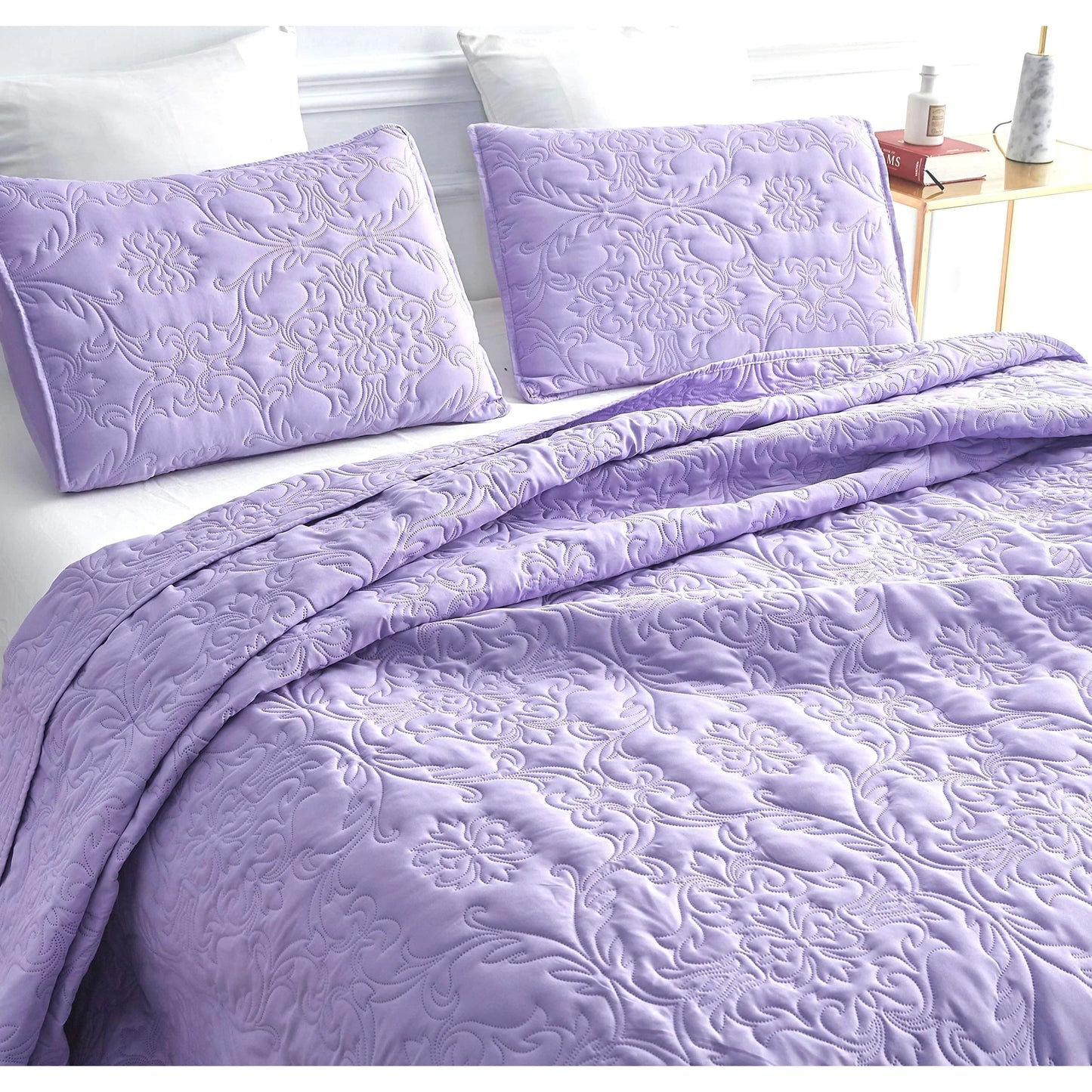 Sophia & William 2/3 Pieces Quilt Set, Reversible Microfiber Bedding Bedspread Coverlet Set
