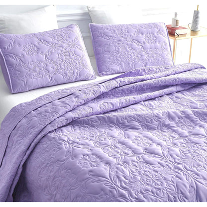 Sophia & William 2/3 Pieces Quilt Set, Reversible Microfiber Bedding Bedspread Coverlet Set