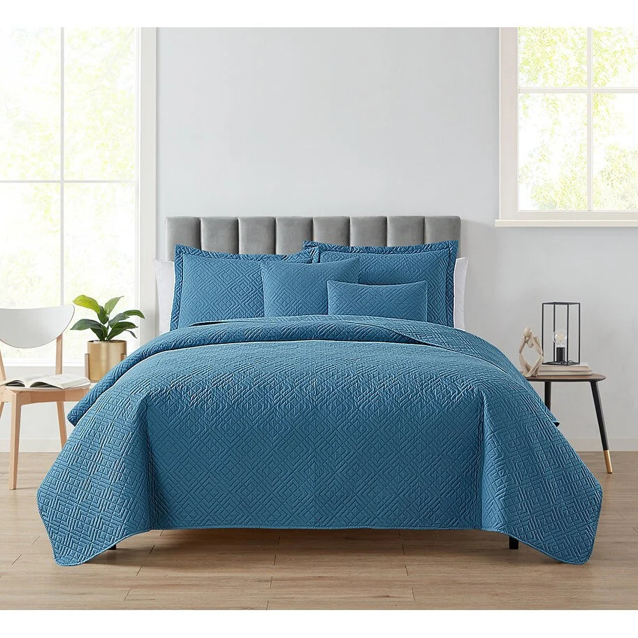 Clara Clark Bedspread Quilt Set - Embossed Pinsonic Lightweight Coverlet Set