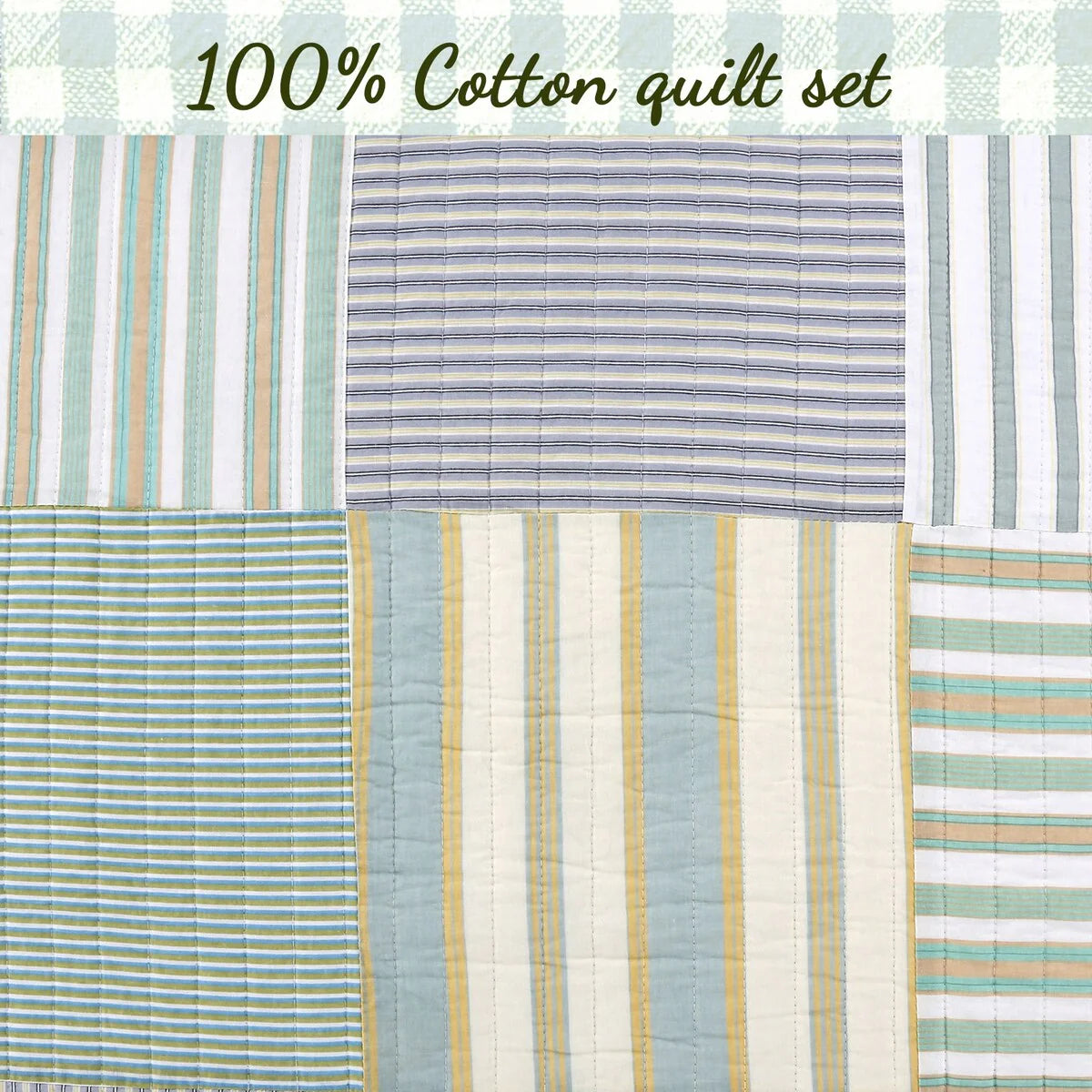 Cozy Line Spa Stripes Patchwork Quilt Bedding Set