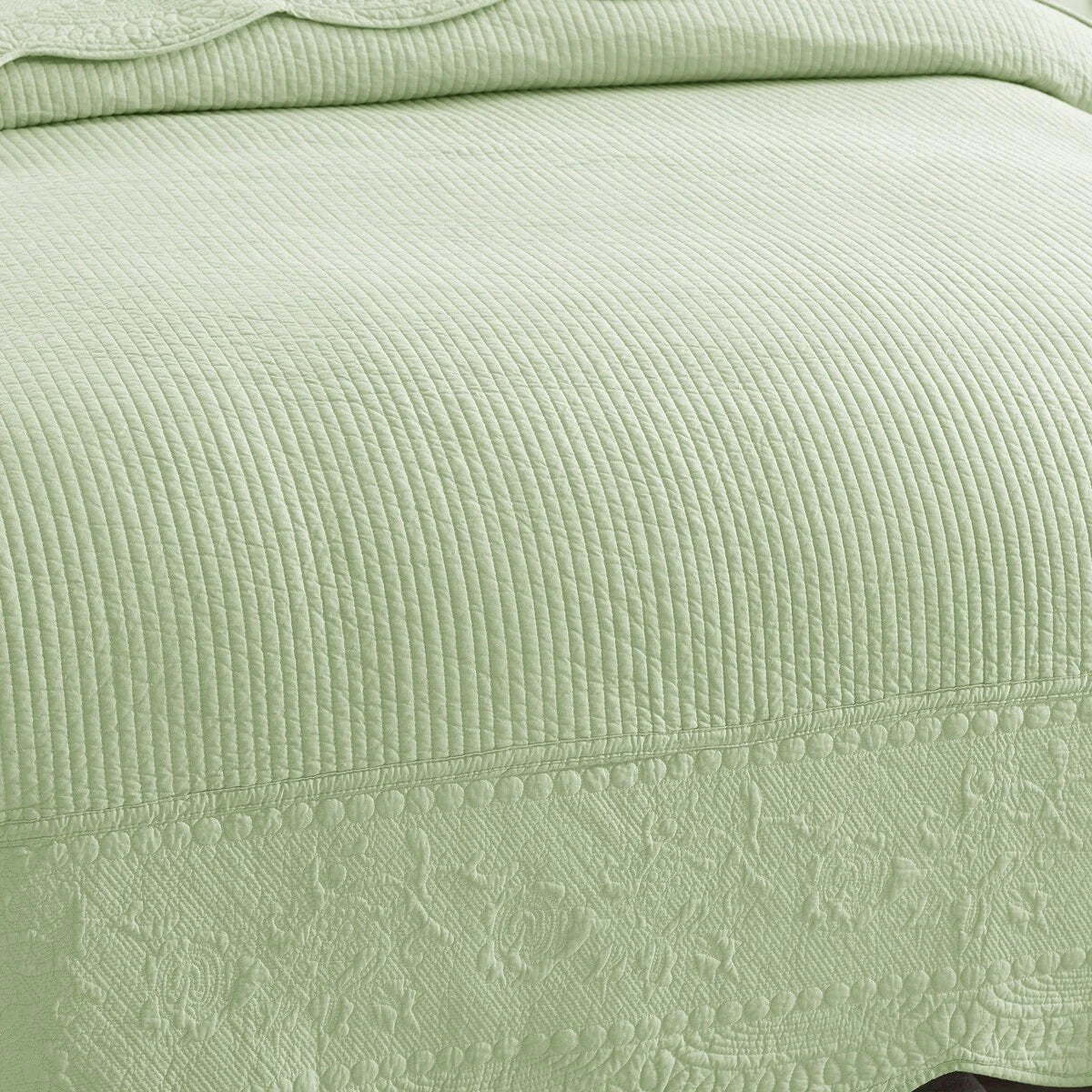 MarCielo 3 Piece Embroidered 100% Cotton Oversized Quilt Bedspread Set TG
