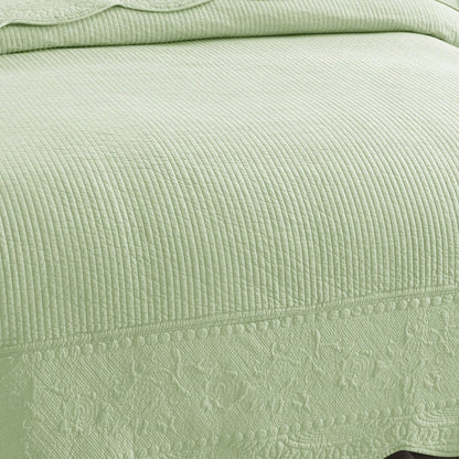 MarCielo 3 Piece Embroidered 100% Cotton Oversized Quilt Bedspread Set TG