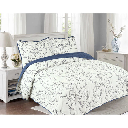 Marina Decoration Embroidered Stitching Coverlet Bedspread Ultra Soft Solid Summer Quilt Set, Modern Branch Pattern
