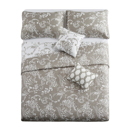 Serenta 5 Piece Printed Microfiber LA Boheme Quilt Set