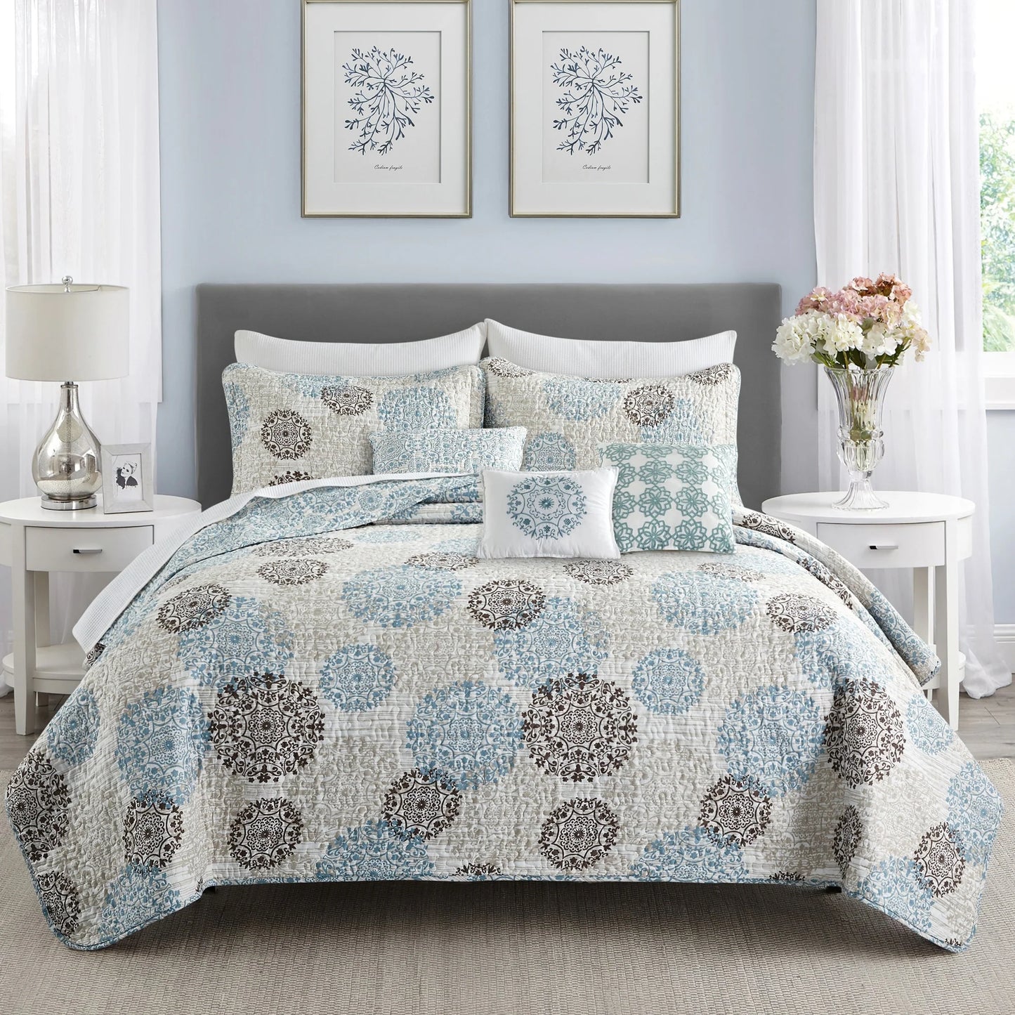 Serenta 6 Piece Printed Marina MDLN Quilts Set