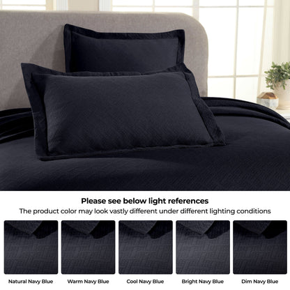 Superior Basketweave Cotton Decorative Bedspread Set