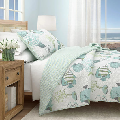 Linery & Co. Coastal Microfiber Quilt Set With Shams.