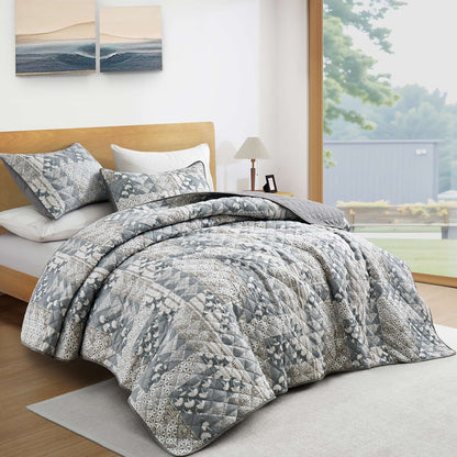 3-Piece Reversible Ultra Lighweight Coverlet Premium Microfiber Bedspread Quilt Set