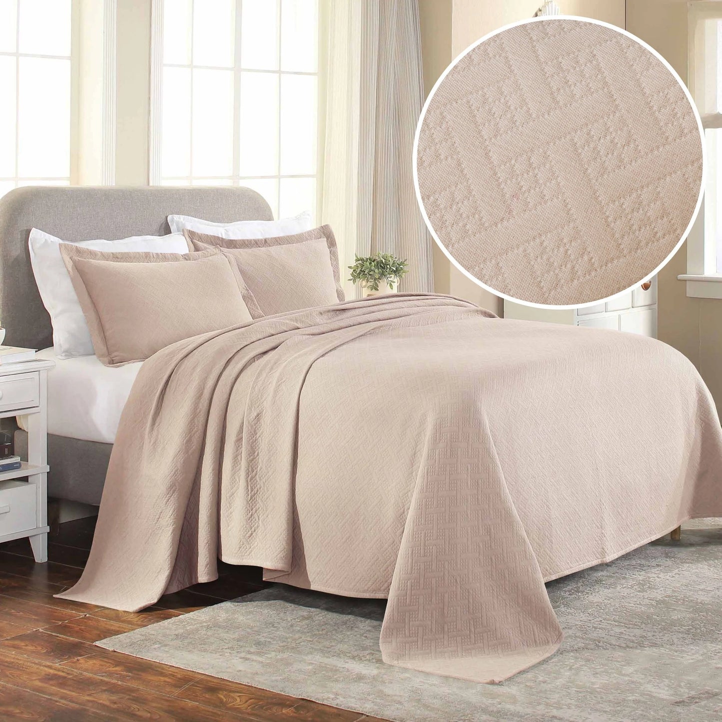 Superior Basketweave Cotton Decorative Bedspread Set