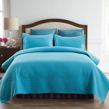 3-piece Fashionable Solid Embossed Quilt Set Bedspread Cover