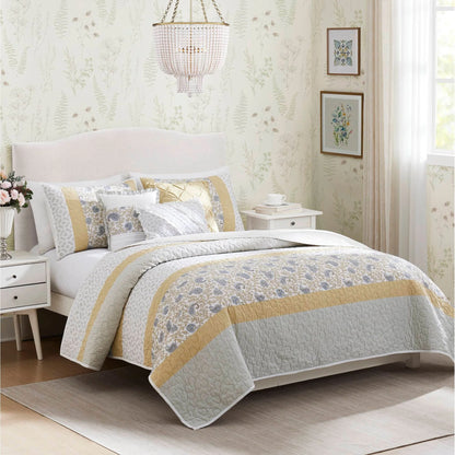 Madison Park Vanessa 6 Piece Cotton Percale Quilt Set with Throw Pillows