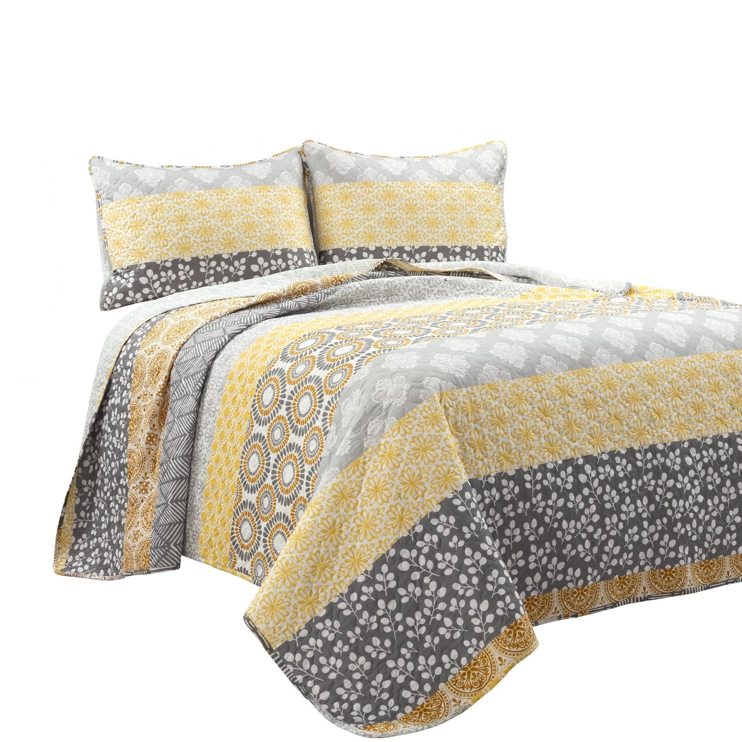 The Curated Nomad La Boheme 3-piece Striped Patterned Quilt Set