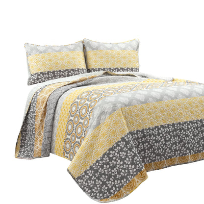 The Curated Nomad La Boheme 3-piece Striped Patterned Quilt Set