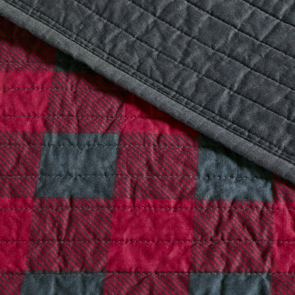 Woolrich Check Red Cotton Percale Printed Quilt Set