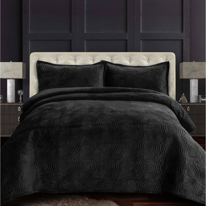 Capri Medallion Velvet Oversized Solid Quilt Set