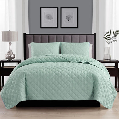 Modern Ultra Soft Microfiber Traditional Diamond Quilting Coverlet Quilt Set