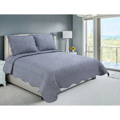 Marina Decoration Embroidered Stitching Coverlet Bedspread Ultra Soft Solid Summer Quilt Set, Floral Paisley