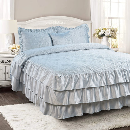 Serent Matte Satin Ruffle Bedspread Set