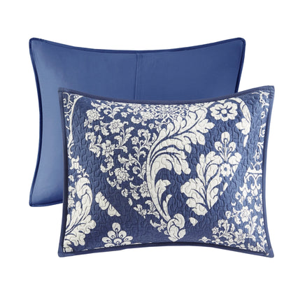 Madison Park Marcella 6 Piece Printed Cotton Quilt Set with Throw Pillows