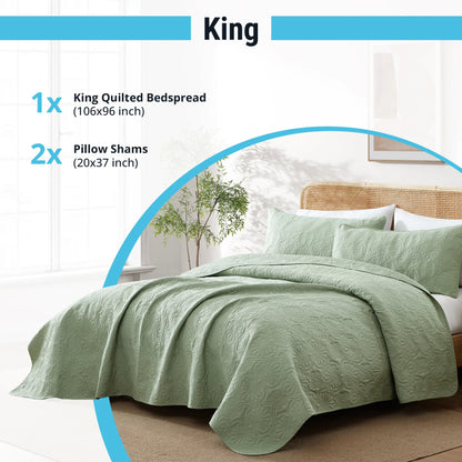HLC.ME Benji - 3 Piece Size Quilt Set, Lightweight Bedspread Coverlet Set