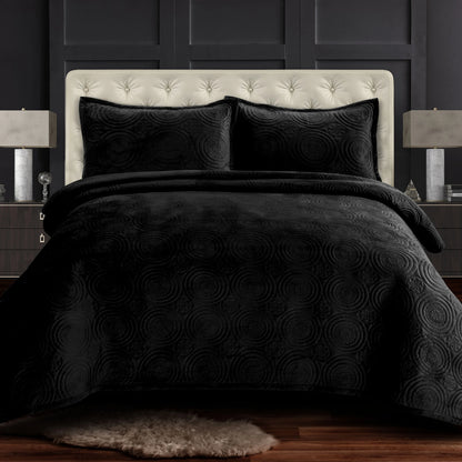 Capri Medallion Velvet Oversized Solid Quilt Set