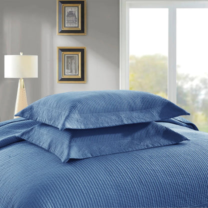 MarCielo 3 Piece Embroidered 100% Cotton Oversized Quilt Bedspread Set TG