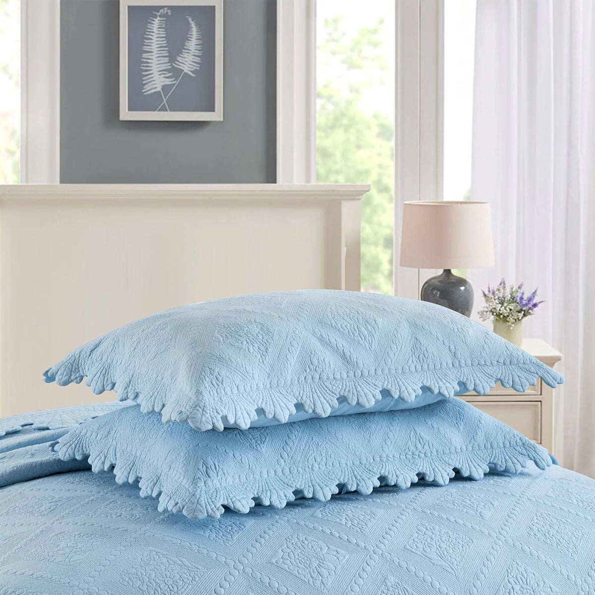 MarCielo 3Pcs 100% Cotton Oversized Quilt Bedspread Coverlet Set TK